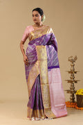 Violet Kanjivaram Silk Saree With Meenakari Border