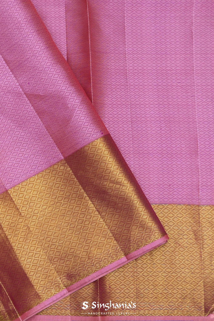 Violet Kanjivaram Silk Saree With Meenakari Border