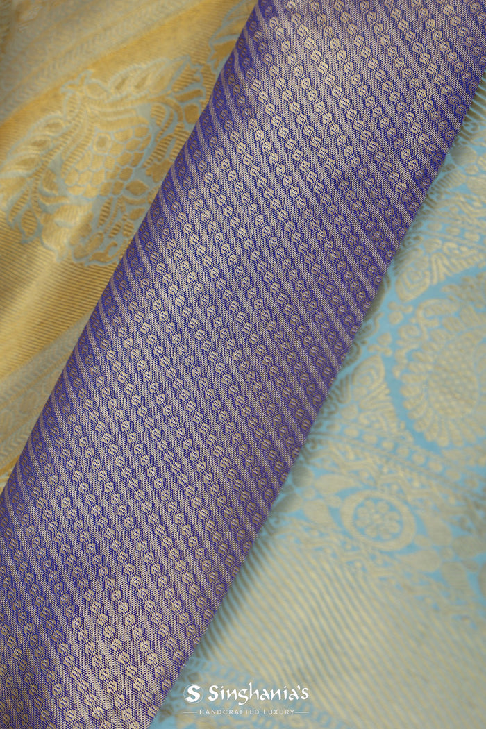 Violet Kanjivaram Tissue Saree With Contrast Border