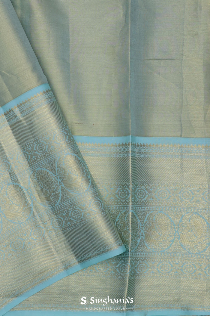 Violet Kanjivaram Tissue Saree With Contrast Border