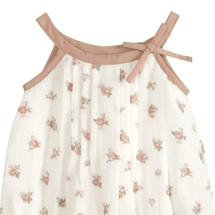 Viverano - Organic Bubble Romper & Headband Set - Tea Rose-Footies + Rompers (Fashion)-0-3M-Posh Baby