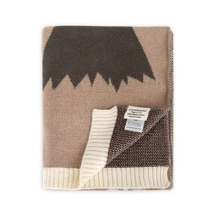 Viverano - Organic Cotton Jacquard Knit Blanket - Woodland Bear-Quilts + Snuggle Blankets-Posh Baby