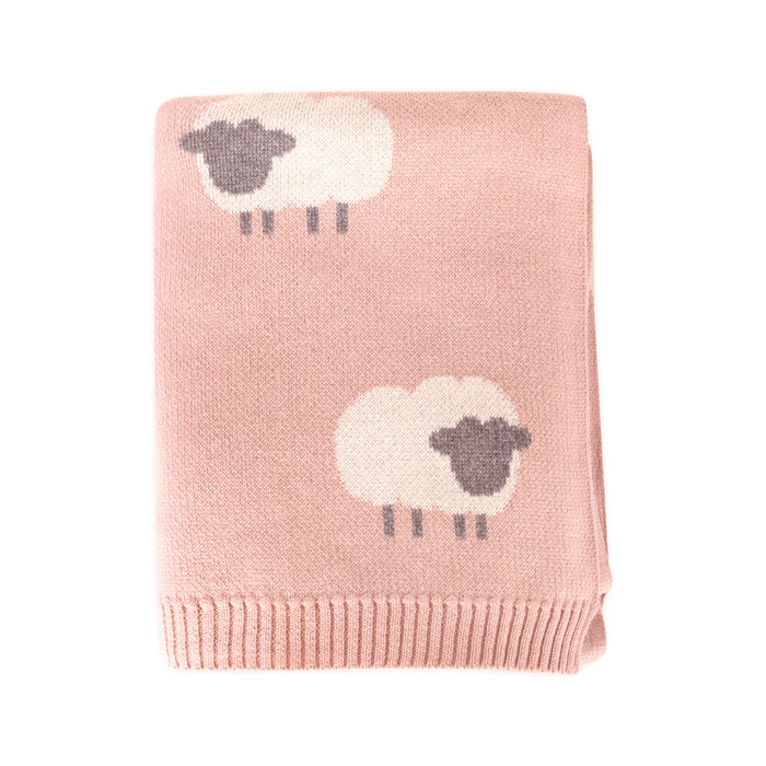 Viverano - Organic Cotton Jacquard Knit Blanket - Wooly Lamb Rosewood 3D