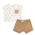 Viverano - Organic Short Sleeve Tee & Shorts Set - Horses-Sets-3-6M-Posh Baby
