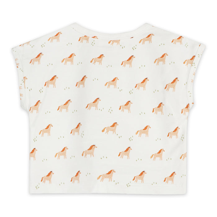 Viverano - Organic Short Sleeve Tee & Shorts Set - Horses-Sets-3-6M-Posh Baby