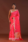 Vivid Raspberry Organza Banarasi Saree