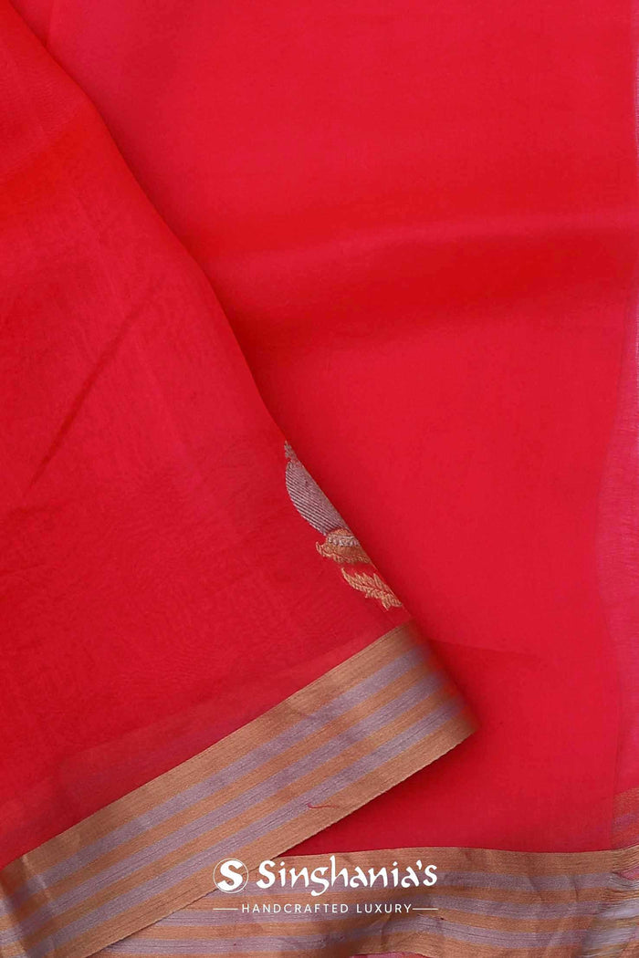 Vivid Raspberry Organza Banarasi Saree