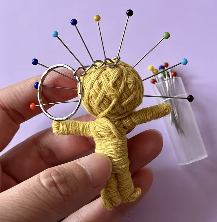 VooDoo Doll with Pins and Keychain loop. Free Bag of Mugwort included.