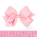 Wee Ones Medium Monogram Bow in Light Pink/Hot Pink