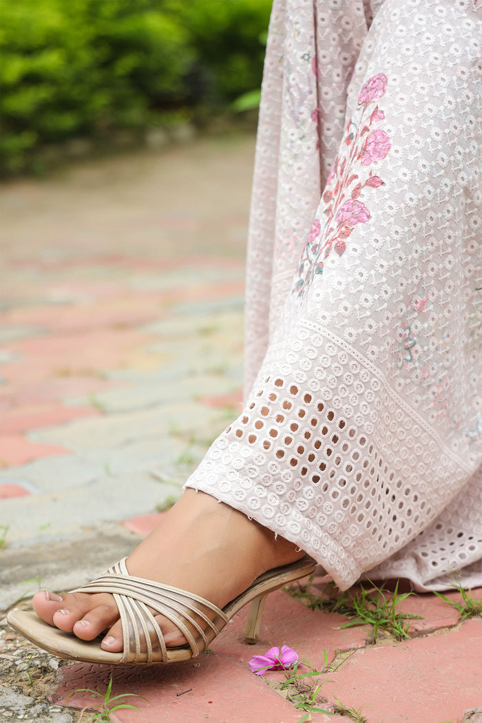 <img> White Cotton Floral Printed Sharara Set