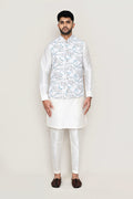 White Cotton Jacket With Abstract Design
