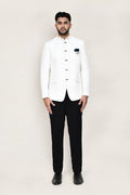 White Cotton Linen Prince Coat With Pant