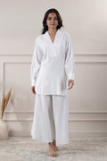 <img> White Cotton Two Piece Suit Set