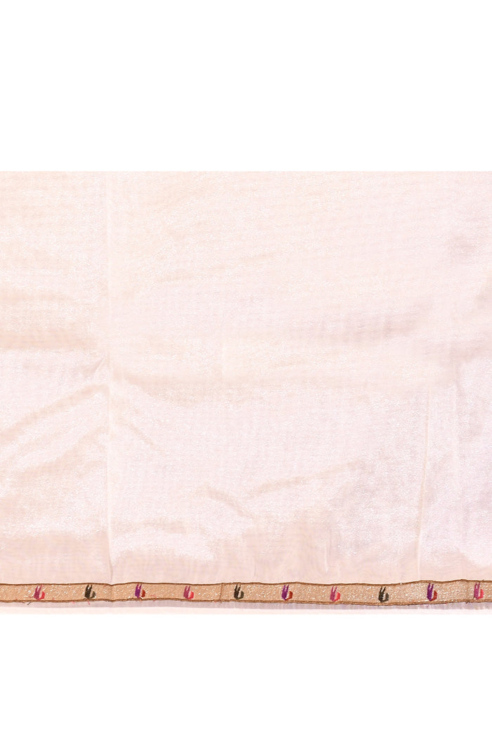 White Embroidered Tissue Silk Saree