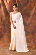 White Floral Silk Blend Saree