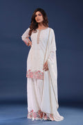 White Georgette Straight Cut Suit Set