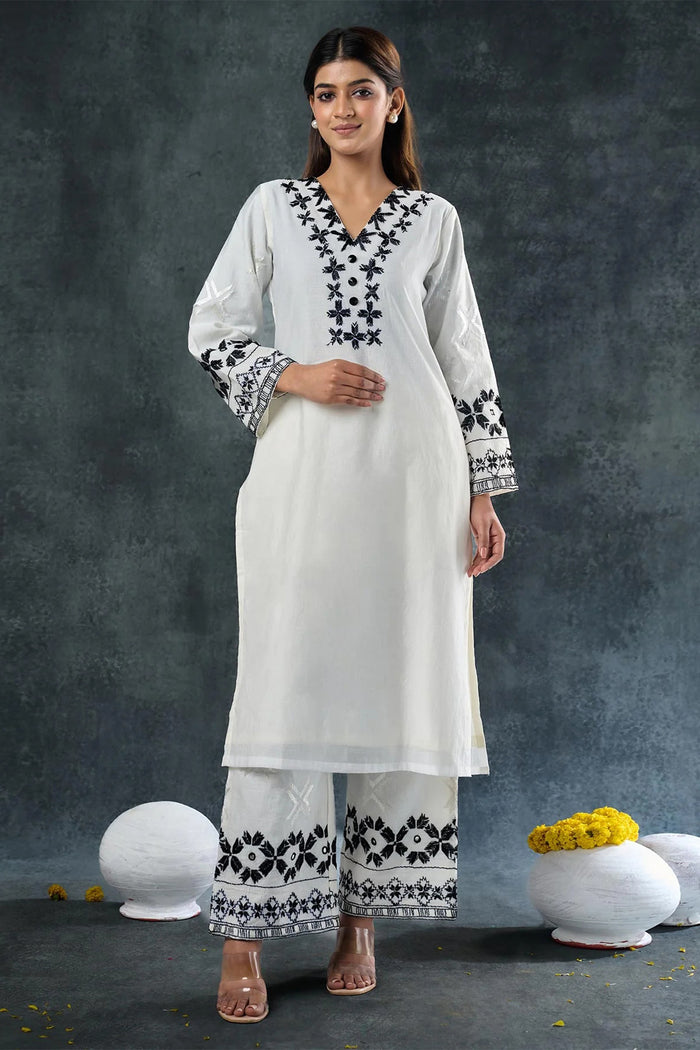 White Rayon Kurta Set