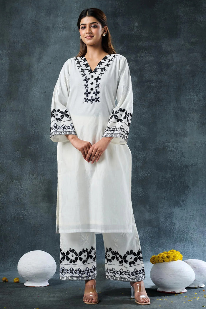 White Rayon Kurta Set