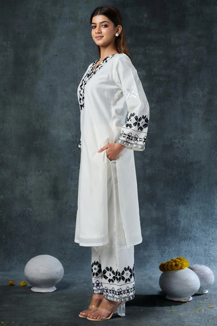 White Rayon Kurta Set