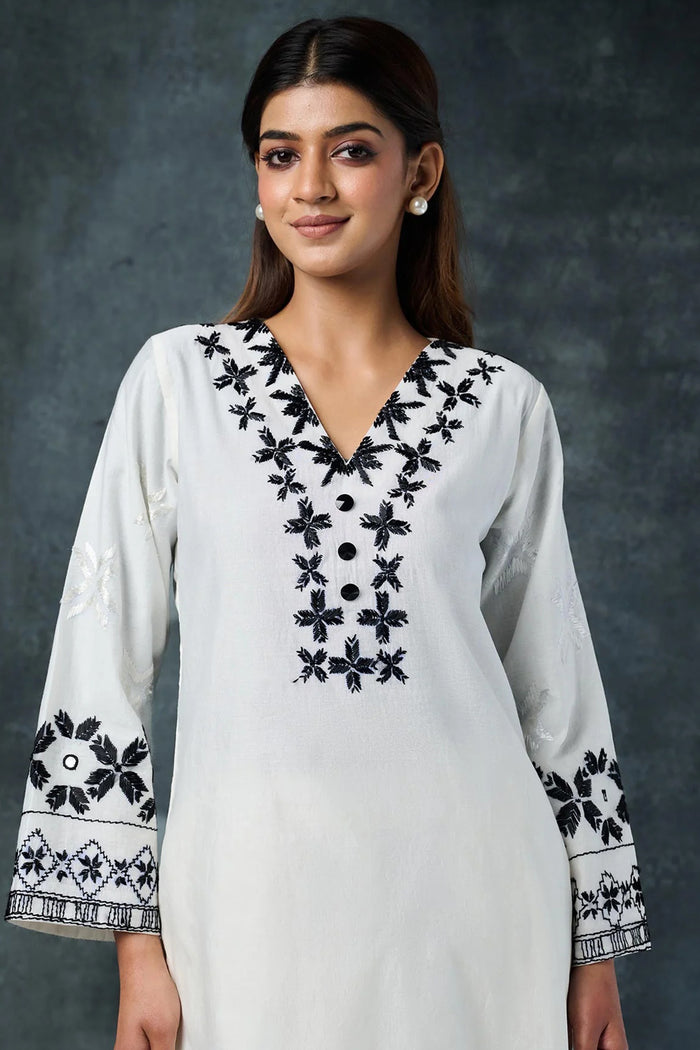 White Rayon Kurta Set