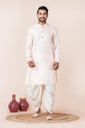 White Silk Blend Embroidered Dhoti Set