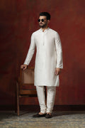 White Solid Dupion Kurta Set