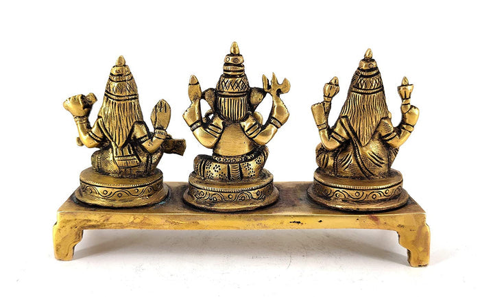 White Whale Laxmi Ganesh Saraswati Brass Statue Religious Strength Sculpture Idol