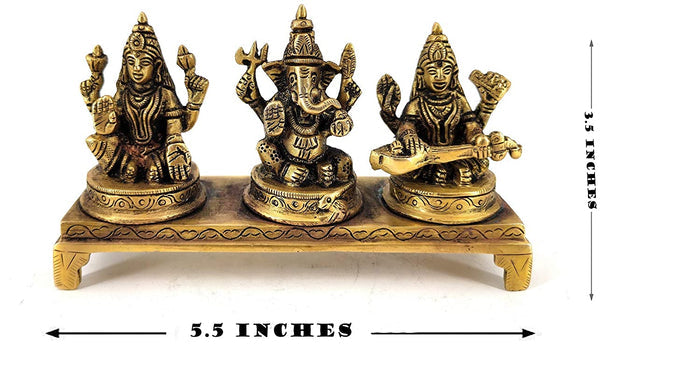 White Whale Laxmi Ganesh Saraswati Brass Statue Religious Strength Sculpture Idol