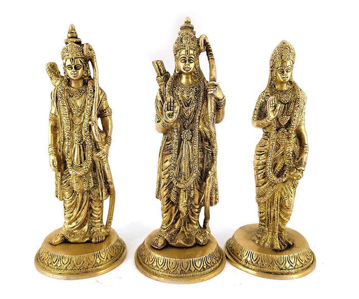 White Whale Lord Ram Sita Laxman Brass Statue Religious Strength Sculpture Idol