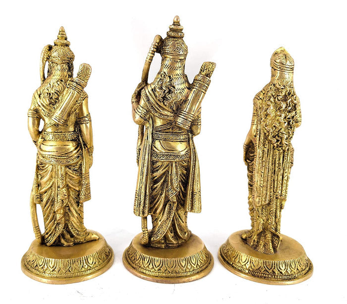 White Whale Lord Ram Sita Laxman Brass Statue Religious Strength Sculpture Idol