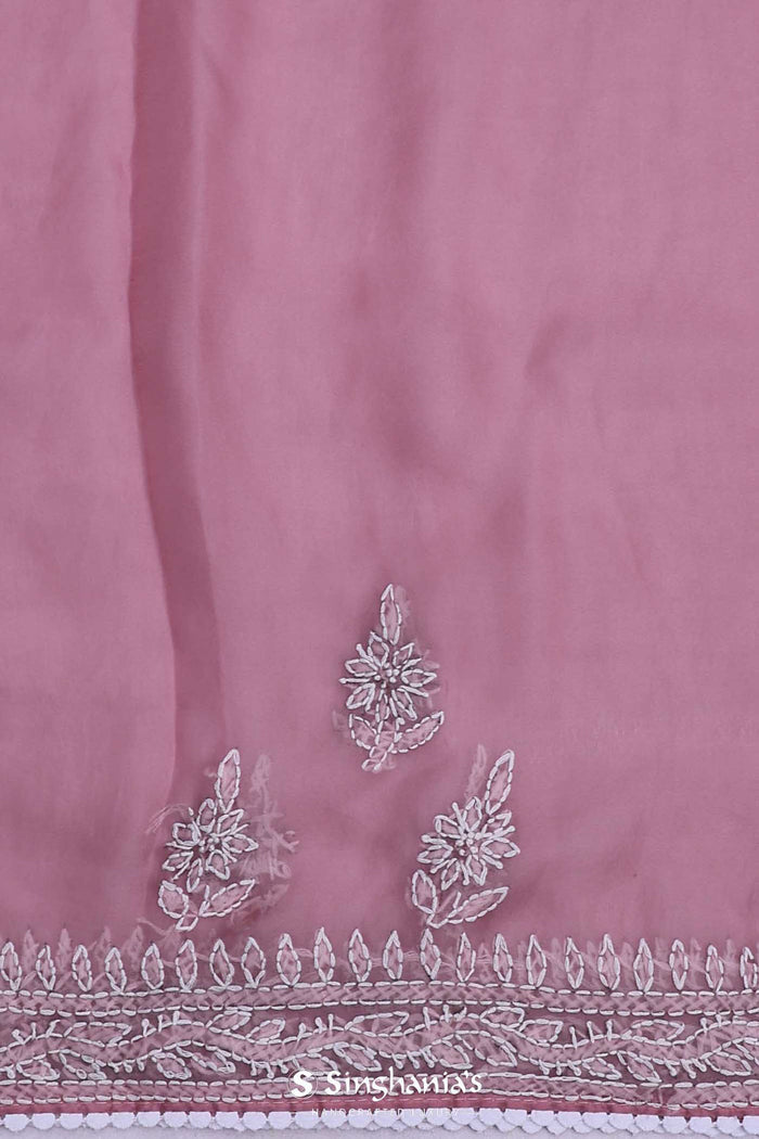 <img> Wild Orchid Organza Saree With Embroidery
