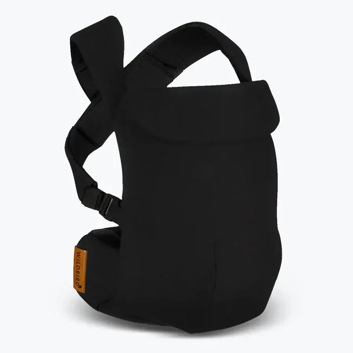 Black baby carrier on a white background