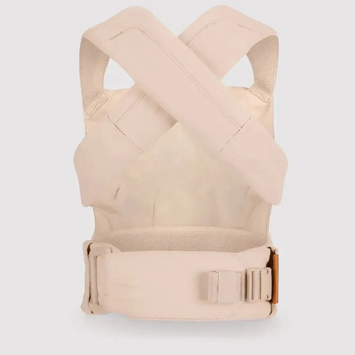 Beige baby carrier on a light gray background