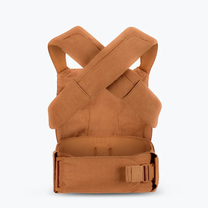Brown baby carrier on a white background