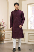 Wine Art Banarasi Silk Kurta