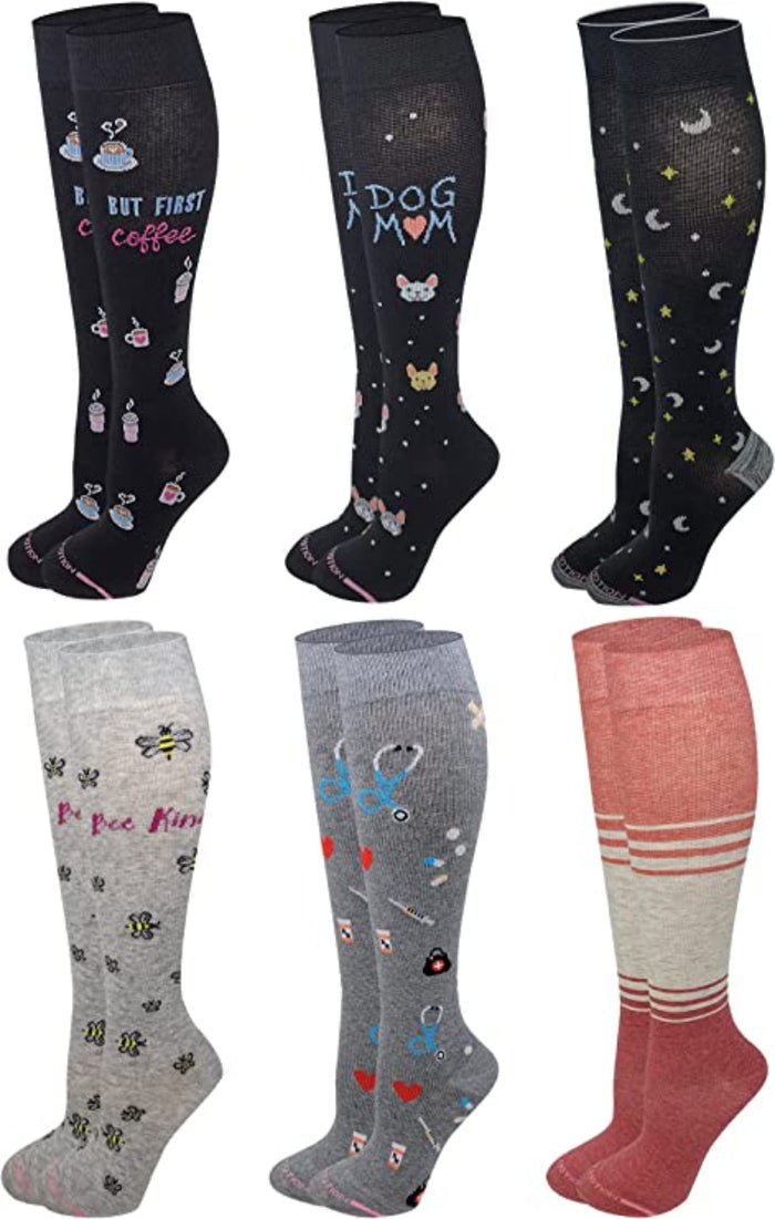 Dr. Motion Women’s knee-high compression socks assorted colors 6 pack