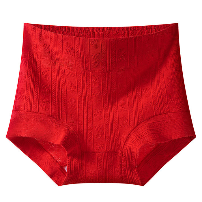 Close-up front view of women's high-waisted cotton underwear in the Vertical Stripe pattern