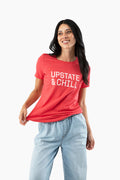 Women's The Linear Relaxed T - Heather Red / Ivory