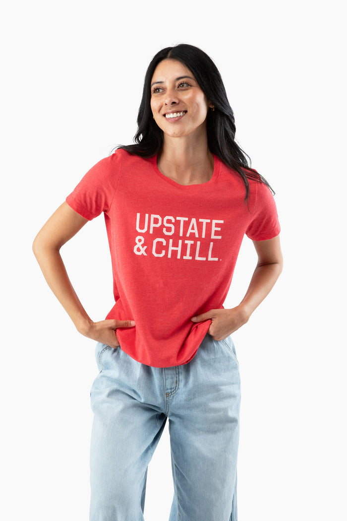 Women's The Linear Relaxed T - Heather Red / Ivory