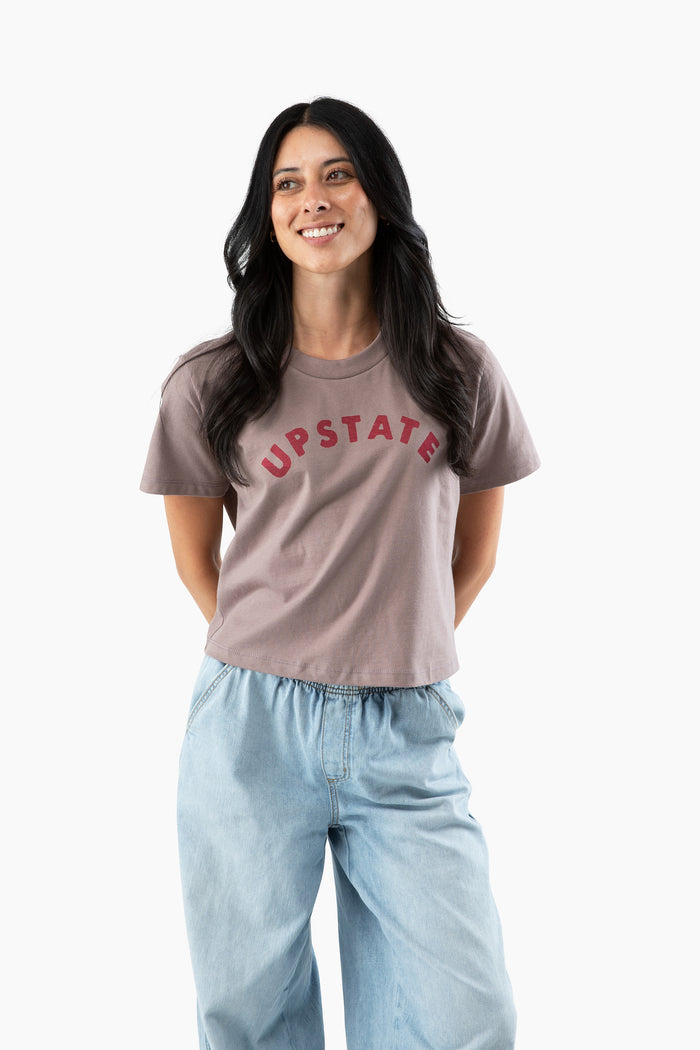 Women's Upstate Arch Heavyweight Boxy T - Shiitake / Maroon