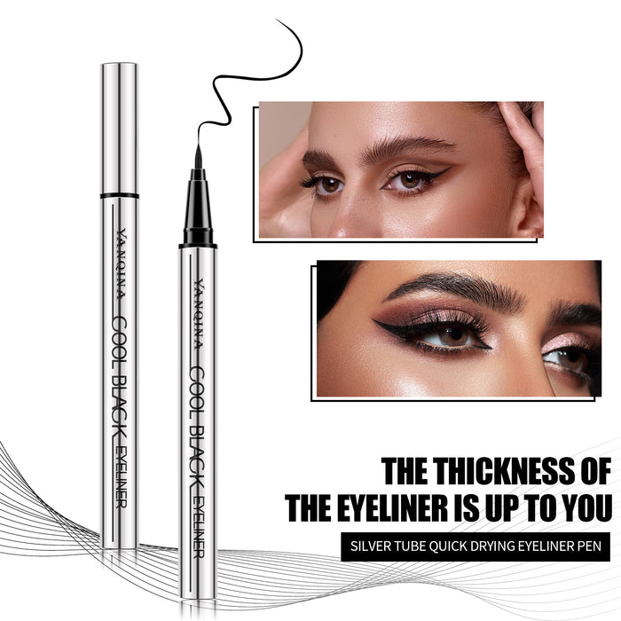 YANQINA Ultra-Fine Liquid Eyeliner showing adjustable eyeliner thickness and defined eye makeup looks