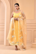Yellow And White Silk Kurta Set