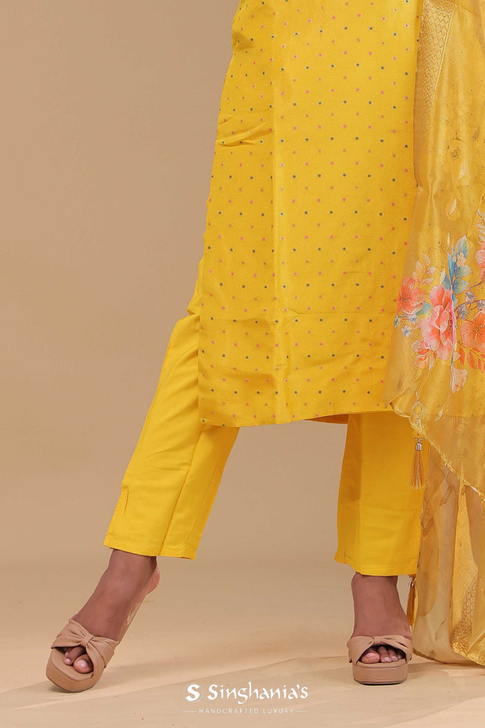 <img> Yellow Chanderi Kurta Set