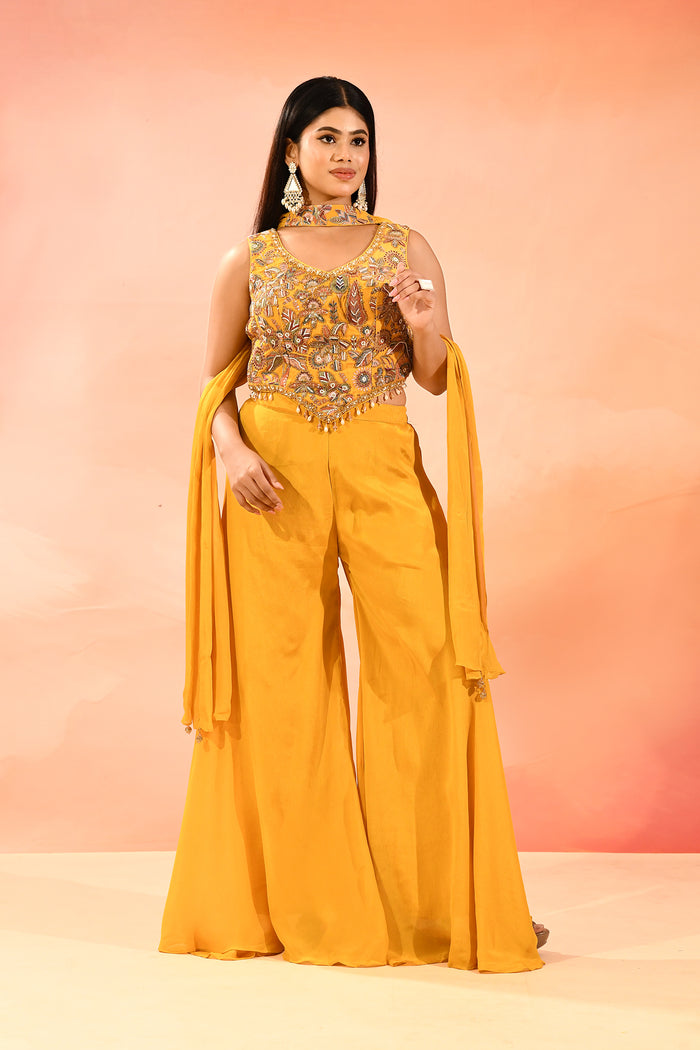 Yellow Embroidery Choli Set