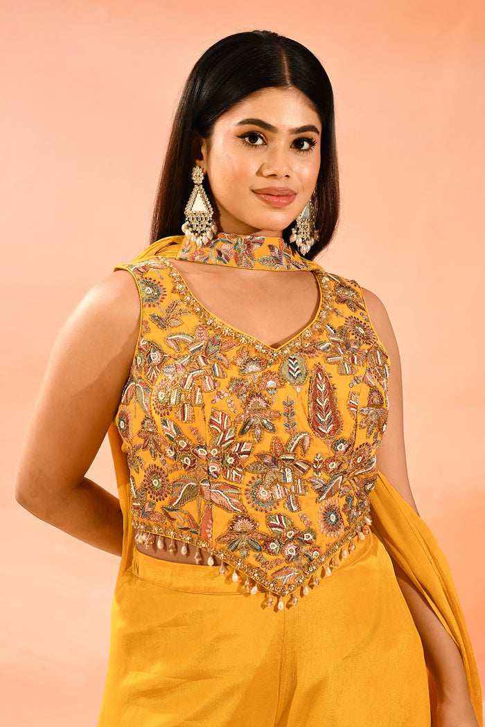Yellow Embroidery Choli Set