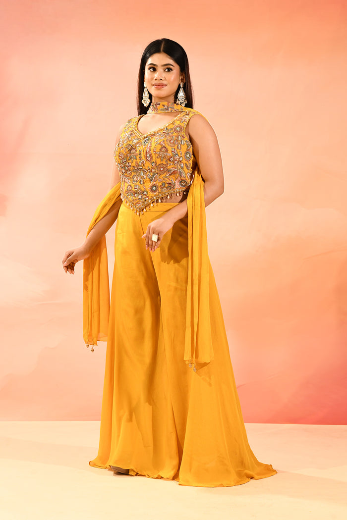 Yellow Embroidery Choli Set