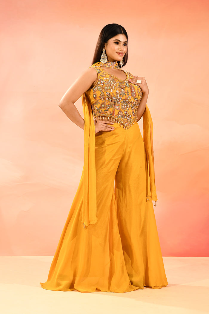 Yellow Embroidery Choli Set
