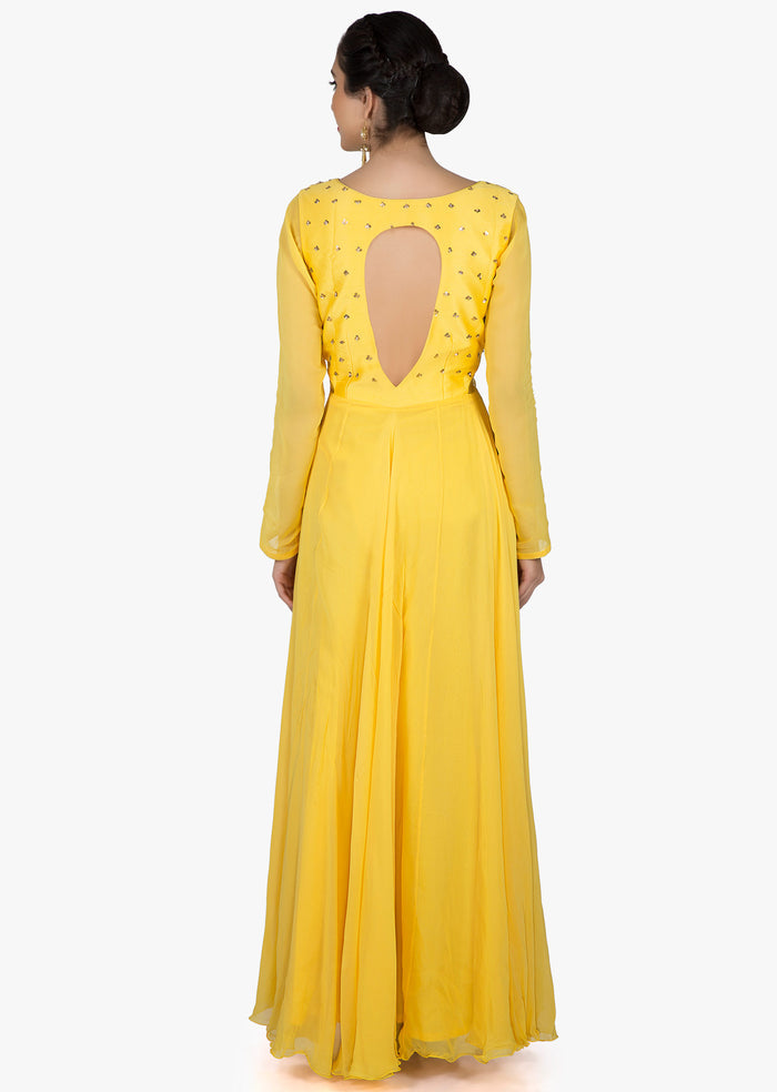 Yellow Gold Beaded Anarkali Set