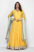 Yellow Gota Bordered Anarkali Set