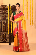 Yellow & Red Traditional Kanjivaram Silk Saree